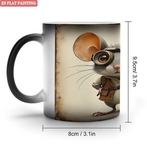 Frosted Black <b>Ceramic</b> <b>Mug</b> 11oz Heat Sensitive Drinking Cup Humanized Ergonomic Handle - Product Image 1