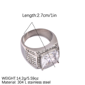 Moda Gravür Takıları 18 Ayar Altın Kaplama 304L Paslanmaz Çelik Kalın Yüzükler Erkekler İçin Kübik Zirkon Taşlı - Product Image 6