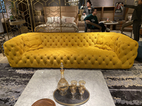 Postmoderne Luxus-Hotelmöbel Italienische Nubuk-Leder-Sofas und -Couches Gestepptes Chesterfield-Ledersofa