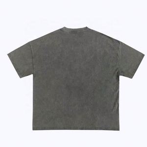Custom Men's Vintage T-Shirts Acid Washed Distressed Oversized 100% Cotton Regular Fit Luxury Blank Solid Pattern Knitted O-Neck - Product Image 2