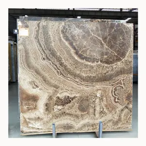 Villa Project Transparent Lighting China Brown Classic Onyx Marble Slab Wholesale Price
