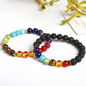 Vente en gros arc-en-ciel extensible pierre de guérison énergie Yoga <span class=keywords><strong>Bracelet</strong></span> naturel <span class=keywords><strong>7</strong></span> Chakra <span class=keywords><strong>Bracelet</strong></span> perlé pour hommes femmes (KB8555) - Product Image 2