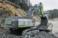 Excavadora de cadenas ZE1250G de 116 toneladas y 7.1-10m³ de capacidad de cazo, 567kW, con cazo reforzado y martillo rompedor