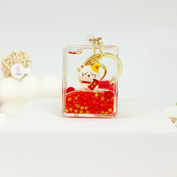 Porte-clés Maneki-Neko Anime en acrylique avec impression UV, paillettes flottantes liquides, breloque personnalisable, couleur créative, mode