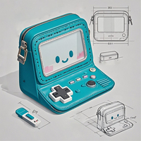 Sac ITA personnalisé à motif géométrique Fenêtre en PVC transparent Poignée unique en polyester Zip pour téléphone Jeu Télévision Radio Autres