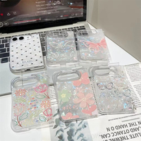 Étui pliable laser coréen INS Line à motif papillon, fleur, cœur et coquille pour iPhone DUO, coque de téléphone rigide en acrylique antichoc