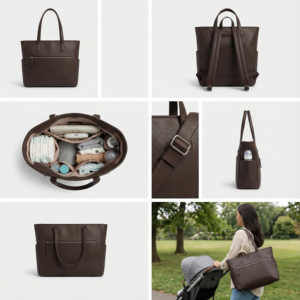 <span class=keywords><strong>Sac</strong></span> à <span class=keywords><strong>langer</strong></span> convertible personnalisé en similicuir vegan pour maman et bébé, avec matelas à <span class=keywords><strong>langer</strong></span> et sangles pour poussette - Product Image 2