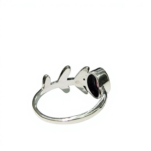 Vintage 925 Sterling <b>Silver</b> <b>Ring</b> Oval Red <b>Garnet</b> Gemstone Antique Leaf Branch Finger Fine Jewelry Wholesale - Product Image 4
