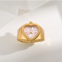 Cincin Jam Tangan Minimalis Bentuk Hati Angka Romawi Quartz Mini Wanita Bahan Stainless Steel