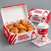 Boîte à poulet frit en gros avec logo personnalisé, emballage alimentaire en papier pour la restauration rapide à emporter, boîte d'emballage jetable pour poulet frit