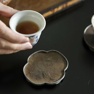 Posavasos redondo de hojalata con aislamiento térmico para ceremonia del té, soporte para tapa de tetera, origen Anji - Product Image 3