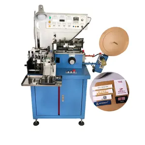 Cortador de etiquetas de tela impresa/Máquina cortadora y plegable de etiquetas de cinta satinada para el cuidado de la ropa para etiquetas tejidas de algodón