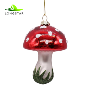 Longstar Offres Spéciales <span class=keywords><strong>verre</strong></span> <span class=keywords><strong>soufflé</strong></span> à la main ornements de noël ornements de champignon <span class=keywords><strong>en</strong></span> <span class=keywords><strong>verre</strong></span> personnalisés pour la décoration d'arbre de noël - Product Image 1