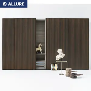 Allure Wooden Model Sliding Door Wardrobe Door Fitted Mobile Walk in Storage Armoire Cloth Home Furniture Customized Durable