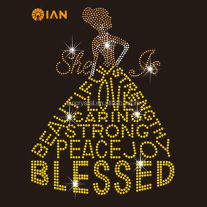 <span class=keywords><strong>I</strong></span> <span class=keywords><strong>Am</strong></span> Blessed Custom Religious Bling Rhinestone Transfer Iron on Crystal Motif Hot Fix - Product Image 3