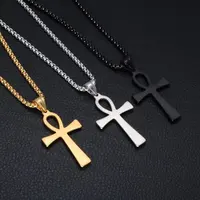 Nunca desaparece religioso colar, joias quadril, banhado a ouro cruz colar de titânio pingente ankh