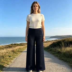 Pantalones de Punto Largos de Alta Calidad para Mujer, Diseño Personalizado OEM y ODM de Menton, con Borde Grueso en la Parte Inferior - Product Image 2