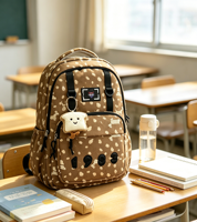 Sac à dos d'étudiant en nylon léger et confortable avec logo personnalisé, grande capacité, motif dessin animé, pour usage scolaire quotidien