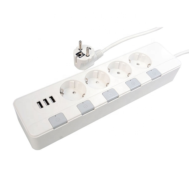 Factory Direct Sale OEM EU Standard Smart Power Strip with USB Ports Type C CE Outlet Sockets Extension Switch WiFi Power Strip