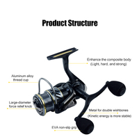 Reel Pancing RYOBI OEM Murah 3000 Spinning Reel Graphite untuk Sungai dan Danau, Tangan Kanan