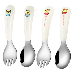 Cuchara de acero inoxidable para niños lindos de grado alimenticio, juegos de <span class=keywords><strong>cubiertos</strong></span> para niños, juego de tenedor y cuchara plateados - Product Image 3