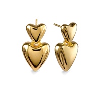 Bijoux classiques Milskye, boucles d'oreilles double cœur en laiton plaqué or 18 carats pour femmes