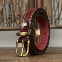 Ceinture en cuir pleine fleur pour homme, cousue à la main, vintage, en cuir véritable, avec boucle ardillon en laiton, robuste, pour jeans, fabrication OEM