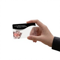 Carte de visite transparente en PVC personnalisée avec impression sérigraphique couleur et pelliculage à chaud