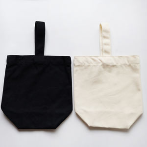 人気 再利用可能 キャンバス トートバッグ ミニ 白黒 コットン バッグ カスタムロゴ付き ポータブル おしゃれ ショッピングバッグ - Product Image 2