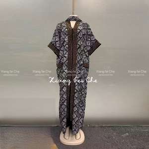 2024 Nieuwe Mode Zware Industrie Hete Diamanten Zak Midden-Oosten V-Hals Avondjurk Afrikaanse Print Moslim Vrouwen Jurk - Product Image 5