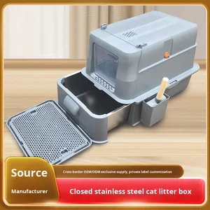 Lettiera per Gatti Extra Large Rettangolare con Cassetto, Completamente Chiusa, Deodorante, Rialzata, Facile da Pulire, in Metallo e Plastica, Per Tutte le Stagioni - Product Image 5