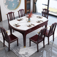 Table à manger rectangulaire transformable en ronde et chaises Bjflamingo, table à manger en marbre avec chaises
