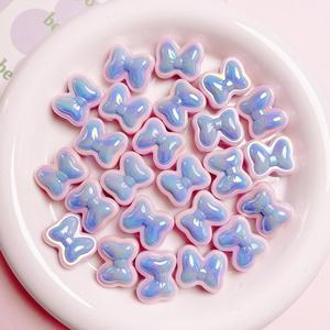 Cuentas sueltas DIY de colores bloques con lazo de macaron y orificio recto para cadenas de teléfono, joyería y accesorios para el cabello - Product Image 3