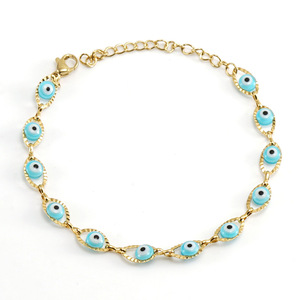 Zogxin Evil Eye <b>Bracelet</b> Mixed Colors 18K Gold Plated Titanium Steel Women's Jewelry Gift - Product Image 4