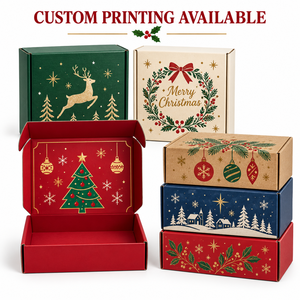 Caja de envío navideña personalizada con impresión interior, caja de cartón corrugado para embalaje de regalos navideños, caja para dulces y pequeños regalos. - Product Image 3