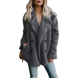 Damen Winter Fleece Outdoor Jacke Mäntel mit Taschen Oberbekleidung Leichte modische Jacke