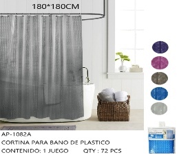 Cortina de Ducha Lisa de 180x180cm con Ganchos de Plástico, Antibacteriana, Ligera, de Secado Rápido, Diseño Minimalista - Product Image 1