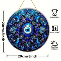Atrapasueños Redondo Metálico 2D con Diseño de Ojo Turco, 8x8 Pulgadas, Arte de Pared para Jardín y Hogar, Fujian, China