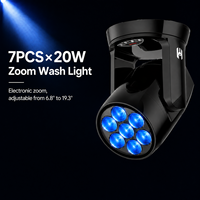 7x20W LED Mini Moving Head Zoom Wash Light Éclairage de Scène avec 6.8 ° -19.3 °   Contrôle DMX RDM Zoom pour événements DJ