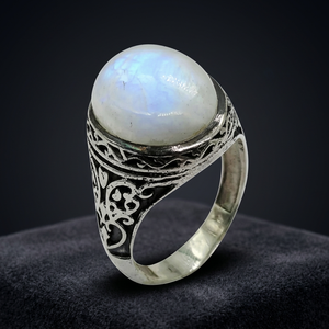 Hermoso y espectacular anillo de piedras preciosas de ónix blanco artesanal, joyería fina de moda - Product Image 2