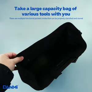 Mochila de ferramentas com fundo de borracha, portátil e conveniente, bolsa de tecido oxford 600D de 14 '', grande espaço e bolsa de ferramentas à prova d'água