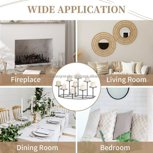 Black & Gold 9 bougeoirs candélabres Ins Style fer pilier support pour décor de cheminée et centre de table avec pot de bougie en or - Product Image 5