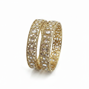 Jewelemarket Gold Plated Crystal Stone Bracelets & <b>Bangles</b> <b>Set</b> 2.6 Size Elegant & Luxurious Jewelry Collection - Product Image 2