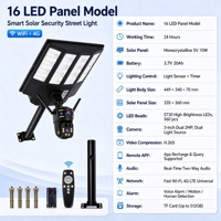 Lampe solaire LED super lumineuse 500W 800W avec caméra CCTV intégrée, lampe de sécurité extérieure pour éclairage de route, jardin, mur