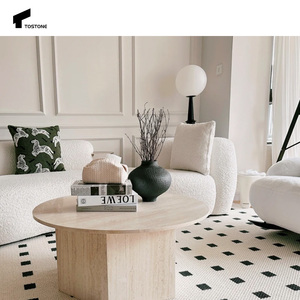 Tavolino da Caffè in Travertino Bianco Italiano Moderno Tostone, Ecologico <span class=keywords><strong>e</strong></span> Durevole per Arredamento Soggiorno <span class=keywords><strong>e</strong></span> Decorazione Casa - Product Image 3