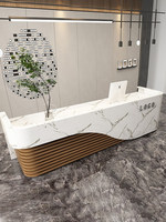 Bureau d'accueil carré en MDF de style nordique moderne Yimutang pour salons de beauté, clubs de santé, bars, entreprises