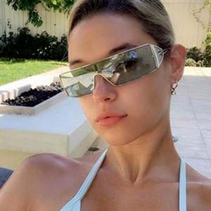 Gafas de Sol Rectangulares con Marco Metálico y Lente Única Pequeña, Estilo Vintage, con Logotipo Personalizado, para Hombre y Mujer, 2021 - Product Image 4