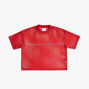 เสื้อตาข่ายแฟชั่นลำลองแบบสั่งทำทรงบ็อกซี่ เสื้อฟุตบอล เสื้อเจอร์ซีย์ตาข่ายแบบครอป เสื้อซีทรู เสื้อกีฬาสำหรับผู้ชาย - Product Image 1