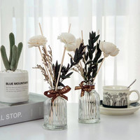 Bouteilles de diffuseur de roseaux en verre transparent vintage gravées de 50 ml, 100 ml, 200 ml, vases décoratifs ronds miniatures pour boutons de fleurs, vente en gros