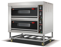 Four à sole électrique commercial 13,2 kW, 2 niveaux, 4 plateaux, en acier inoxydable, pour boulangerie, restaurant, pizza, pain, pâtisserie